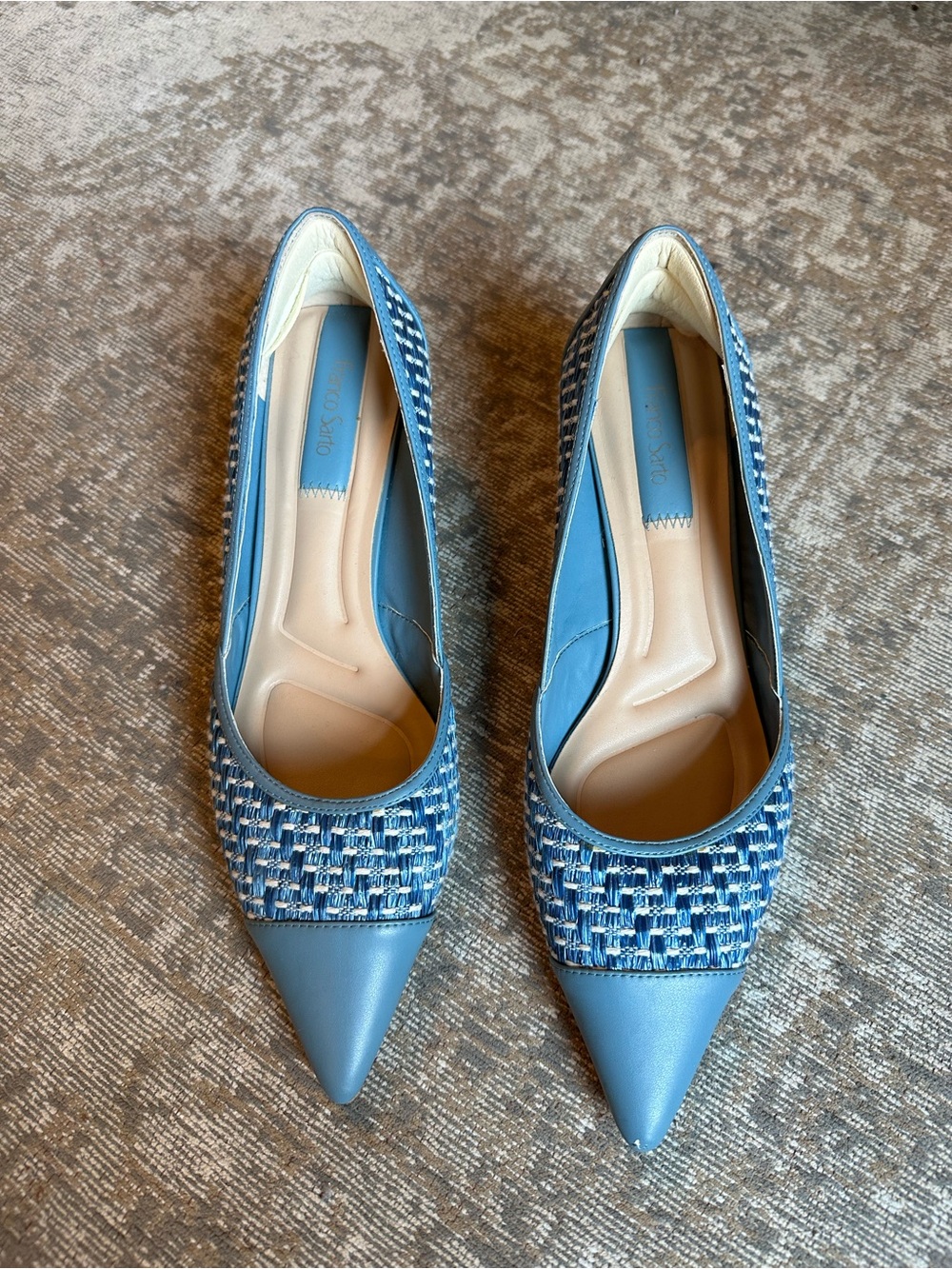 Franco Sarto Blue Pointed-Toe Woven Flats